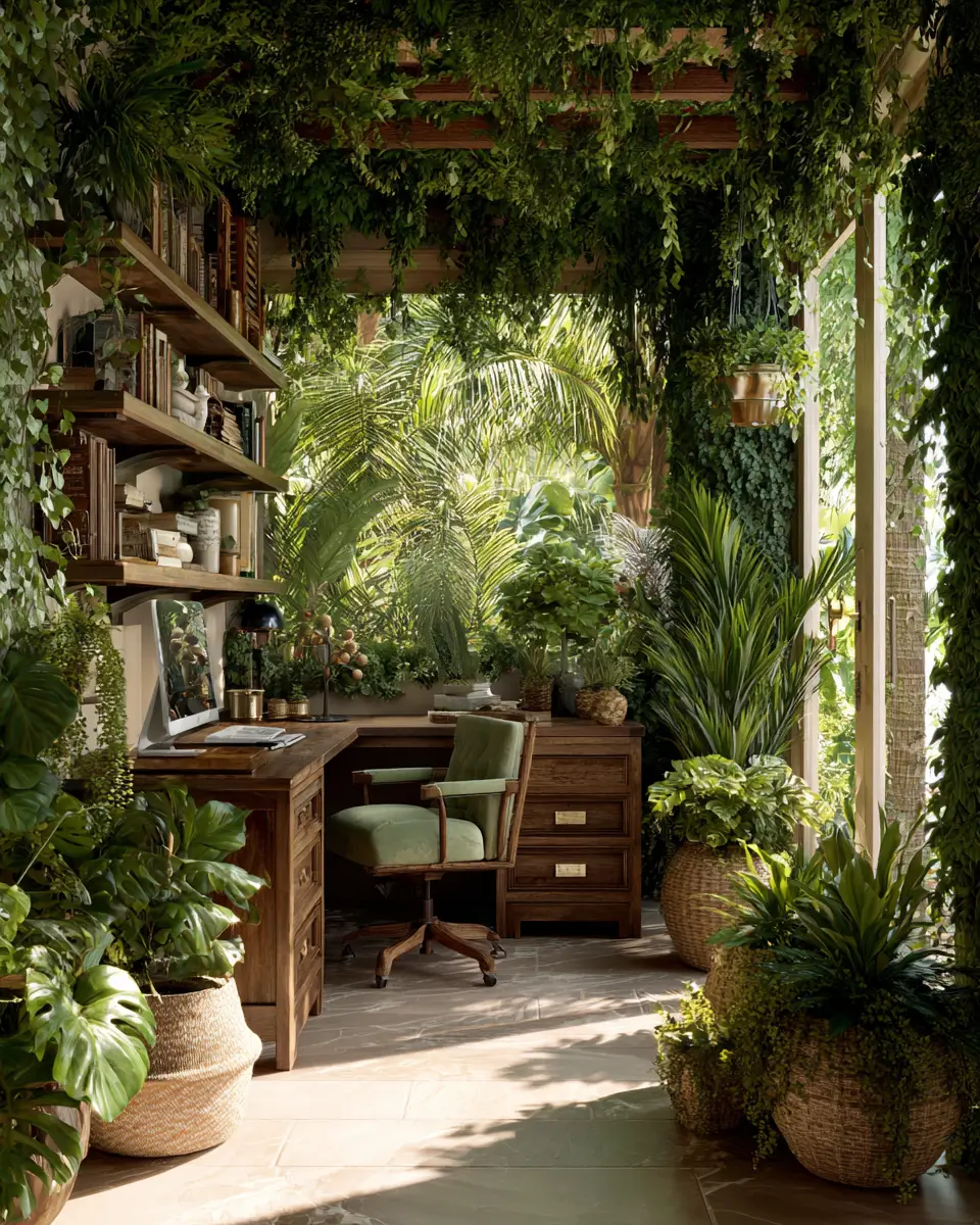Warm Tropical Home Office Decor Ideas