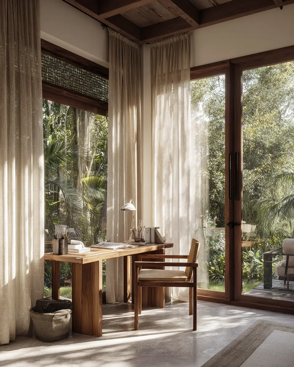 Warm Tropical Home Office Decor Ideas