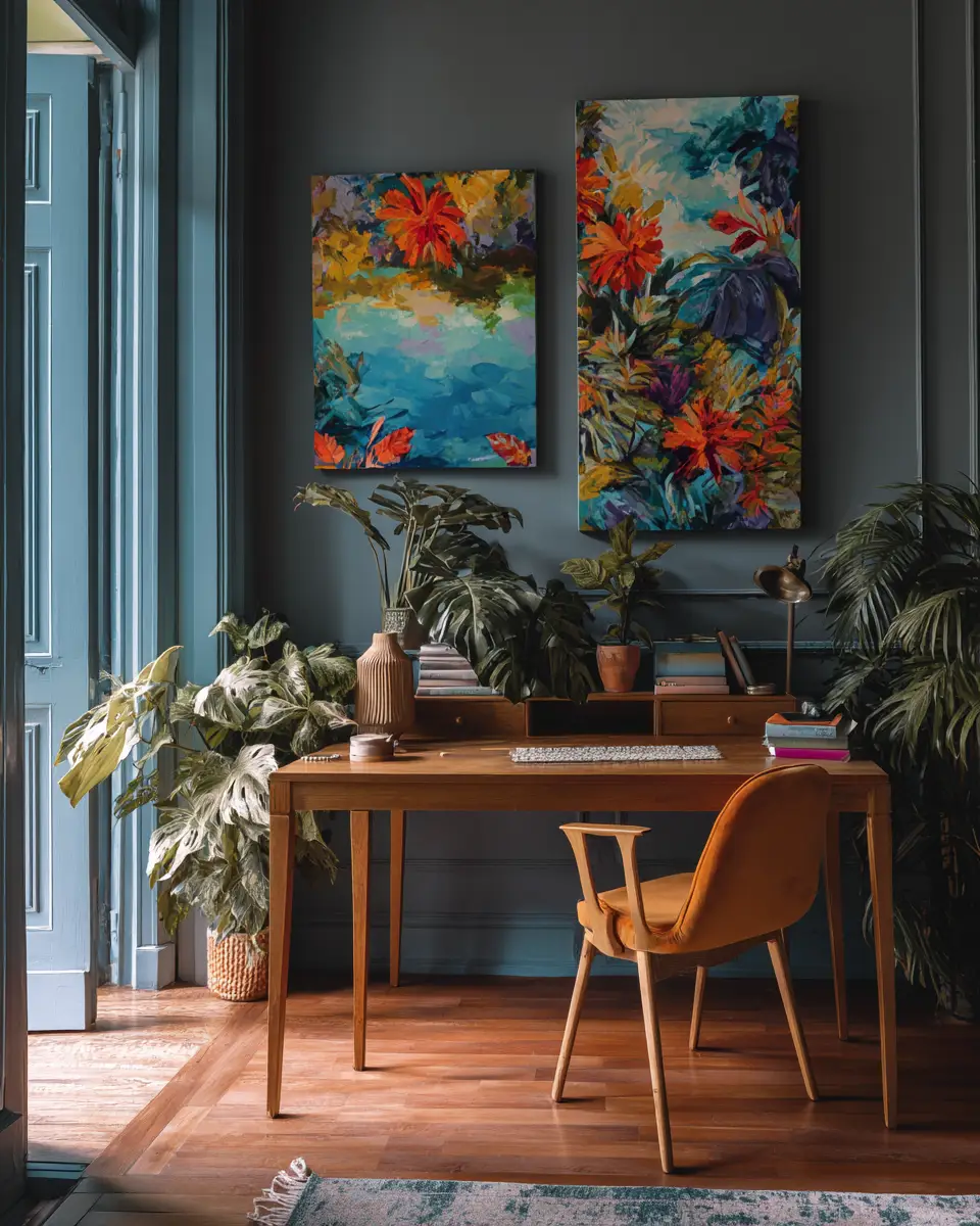 Warm Tropical Home Office Decor Ideas