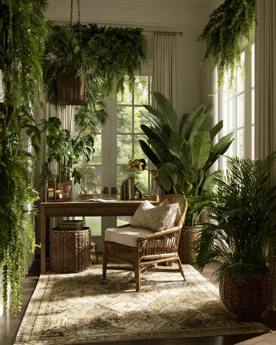 Warm Tropical Home Office Decor Ideas