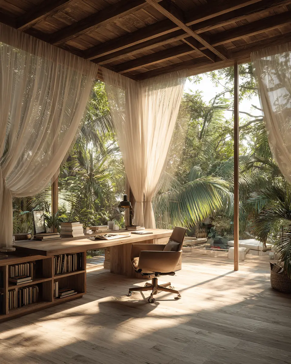 Warm Tropical Home Office Decor Ideas
