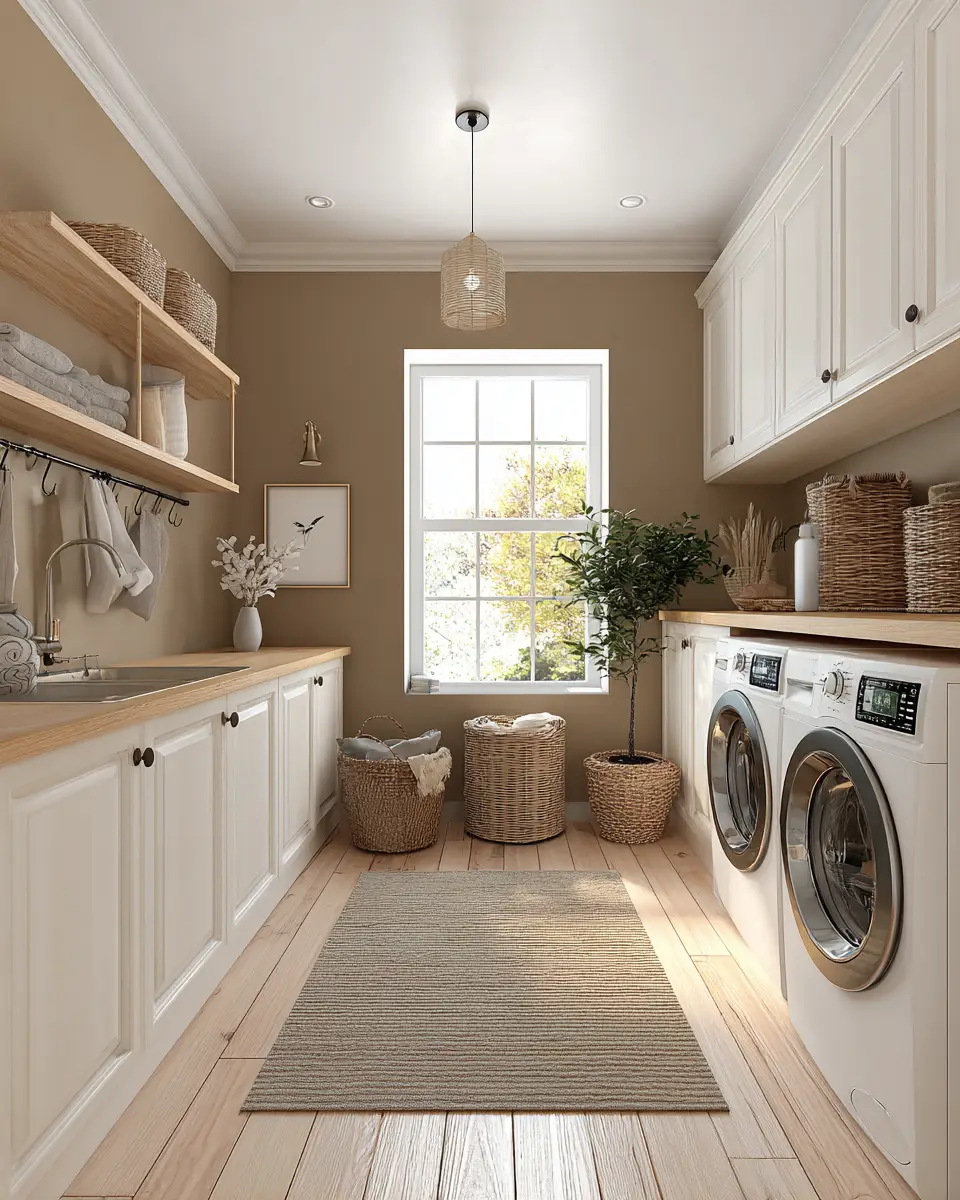 Warm Urban Laundry Room Decor Ideas - Featured