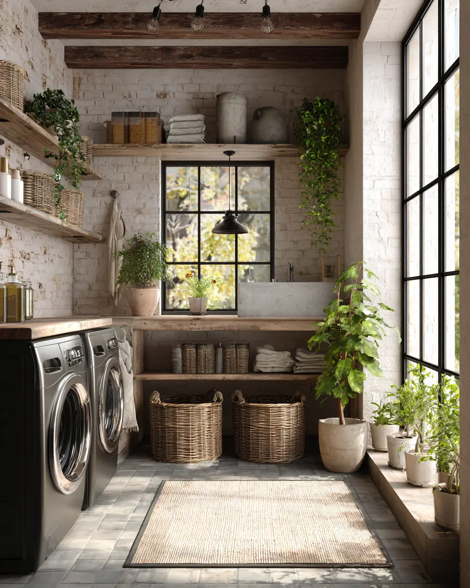 Warm Urban Laundry Room Decor Ideas