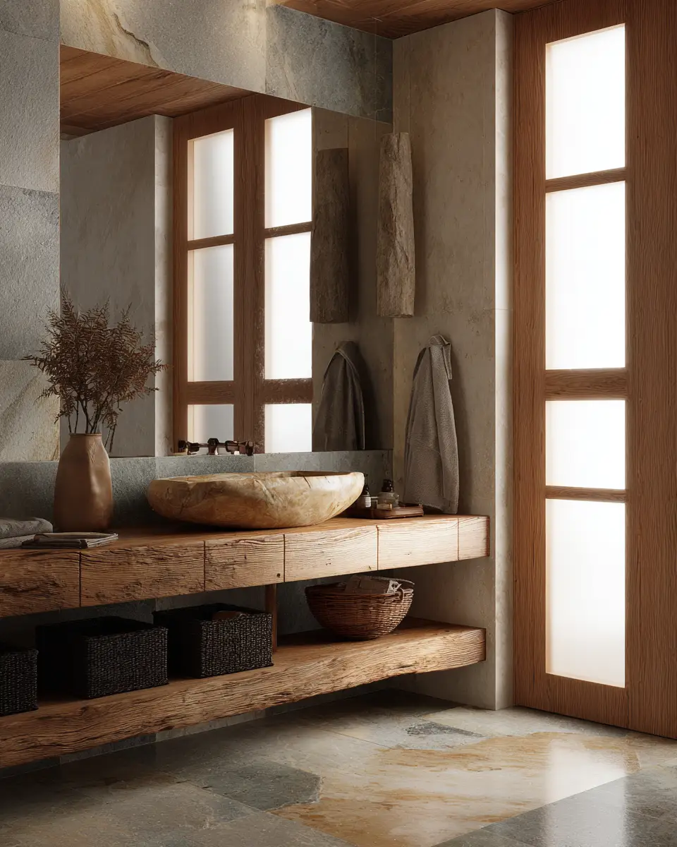 Warm Wood Bathroom Decor Ideas