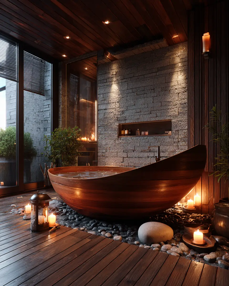 Warm Wood Bathroom Decor Ideas