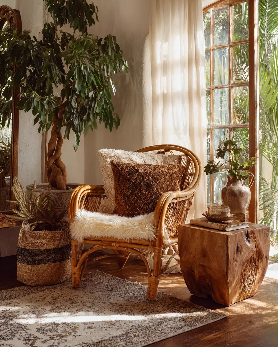 Warm Wood Boho Living Room Decor Ideas