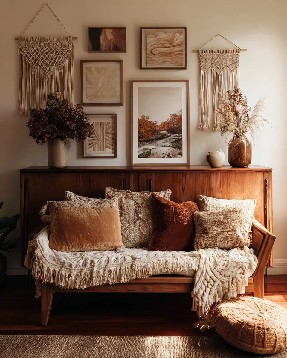 Warm Wood Boho Living Room Decor Ideas