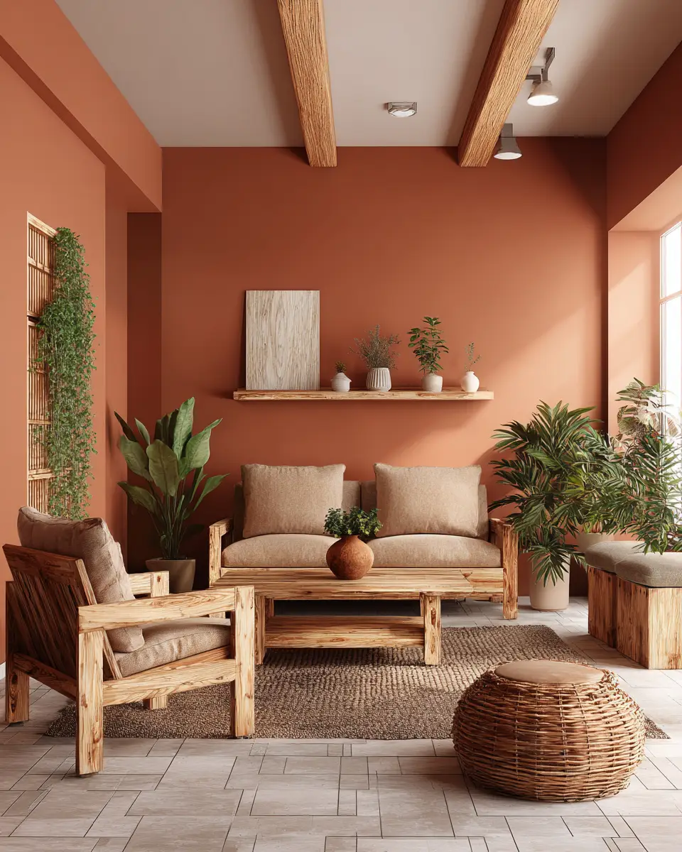 Warm Wood Boho Living Room Decor Ideas