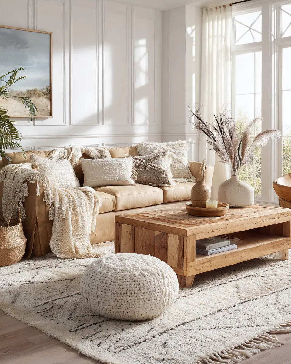 Warm Wood Boho Living Room Decor Ideas