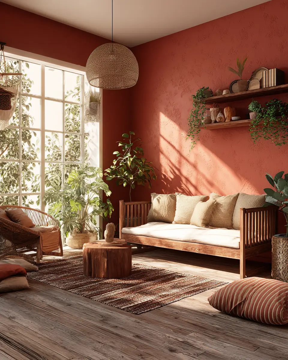 Warm Wood Boho Living Room Decor Ideas