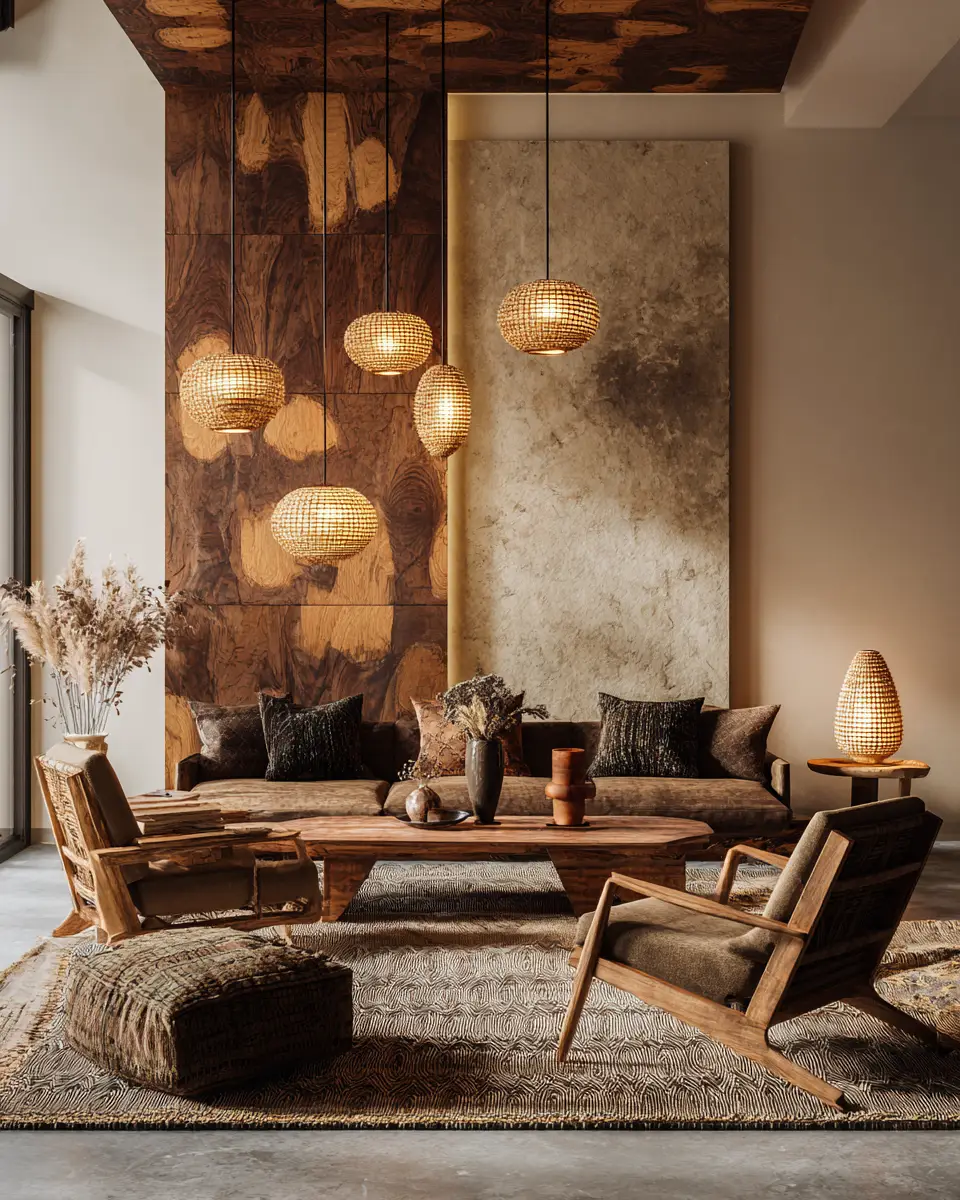 Warm Wood Boho Living Room Decor Ideas