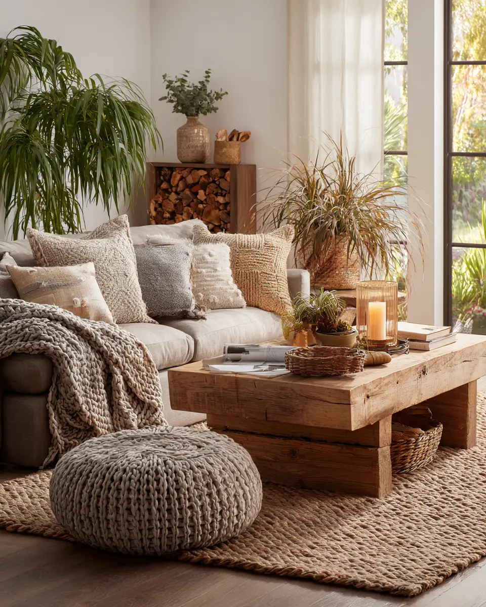 Warm Wood Boho Living Room Decor Ideas