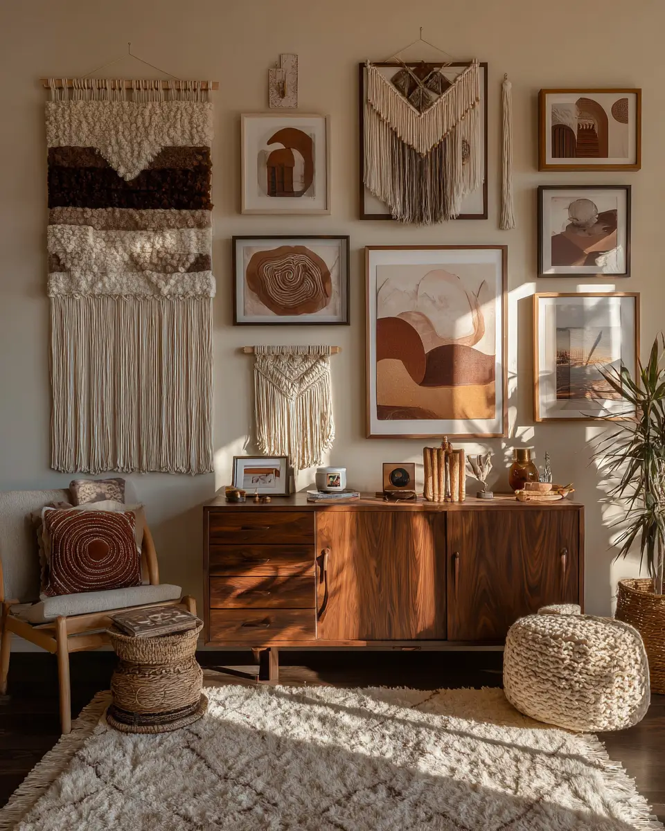 Warm Wood Boho Living Room Decor Ideas
