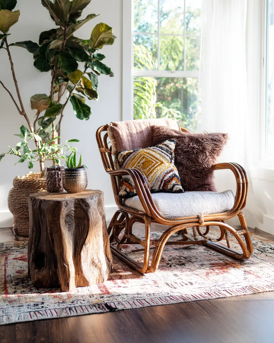 Warm Wood Boho Living Room Decor Ideas