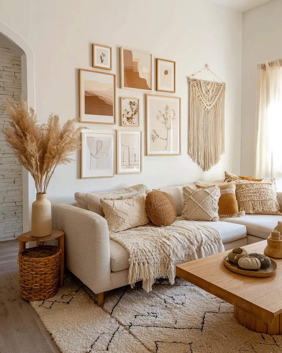 Warm Wood Boho Living Room Decor Ideas