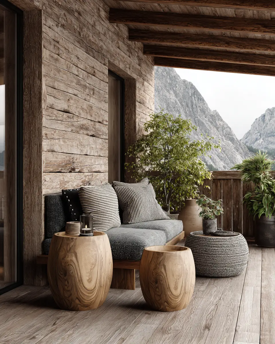 Warm Wood Classic Balcony Decor Ideas - Featured