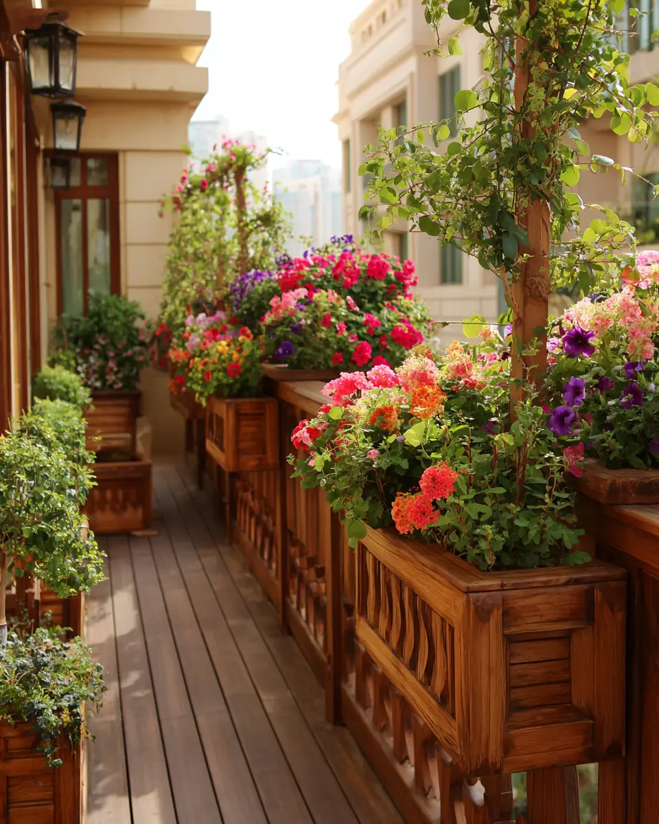 Warm Wood Classic Balcony Decor Ideas