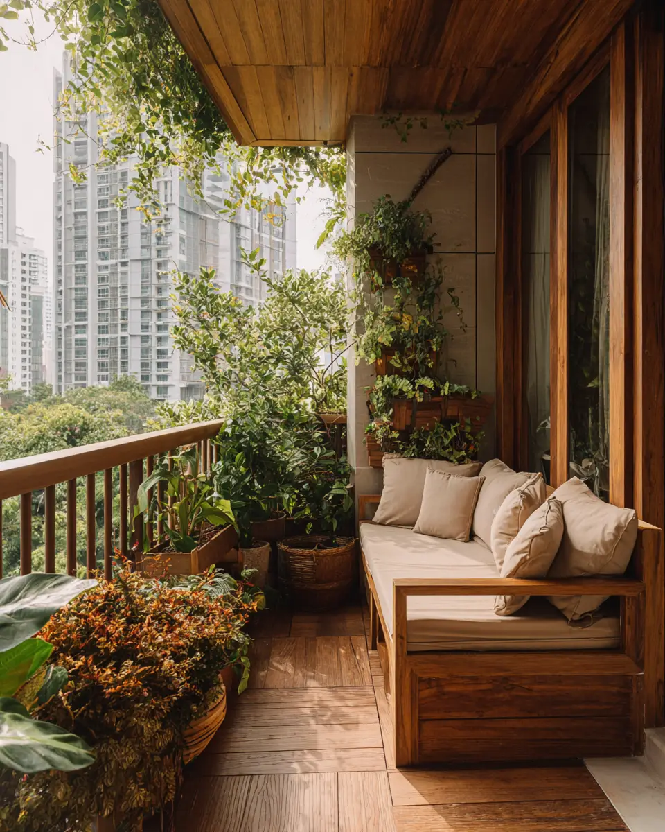 Warm Wood Classic Balcony Decor Ideas