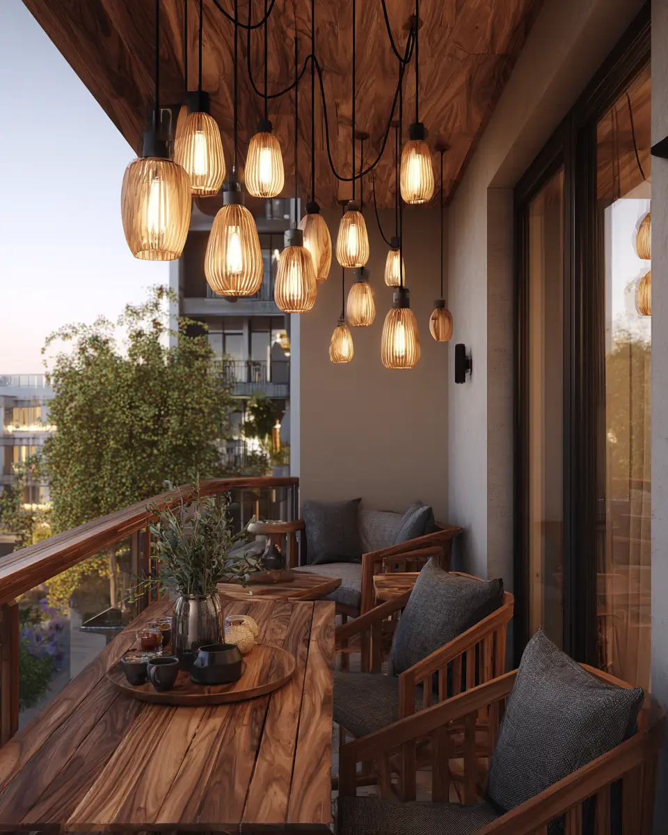 Warm Wood Classic Balcony Decor Ideas