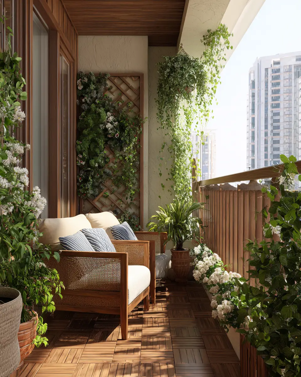 Warm Wood Classic Balcony Decor Ideas