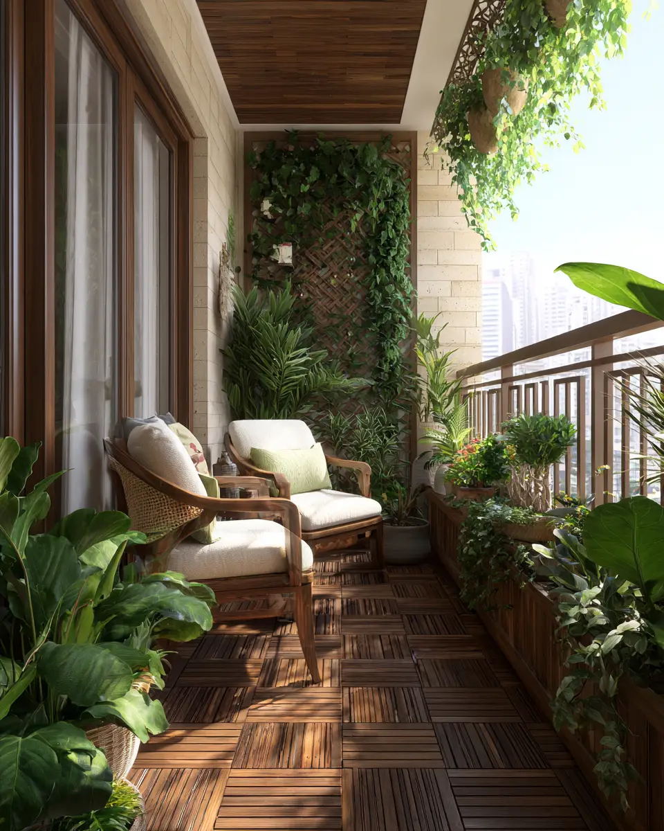 Warm Wood Classic Balcony Decor Ideas