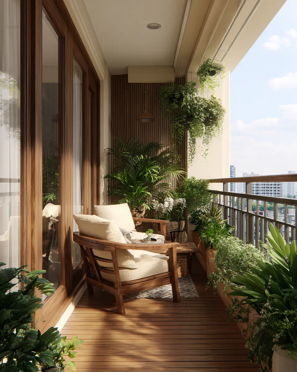 Warm Wood Classic Balcony Decor Ideas