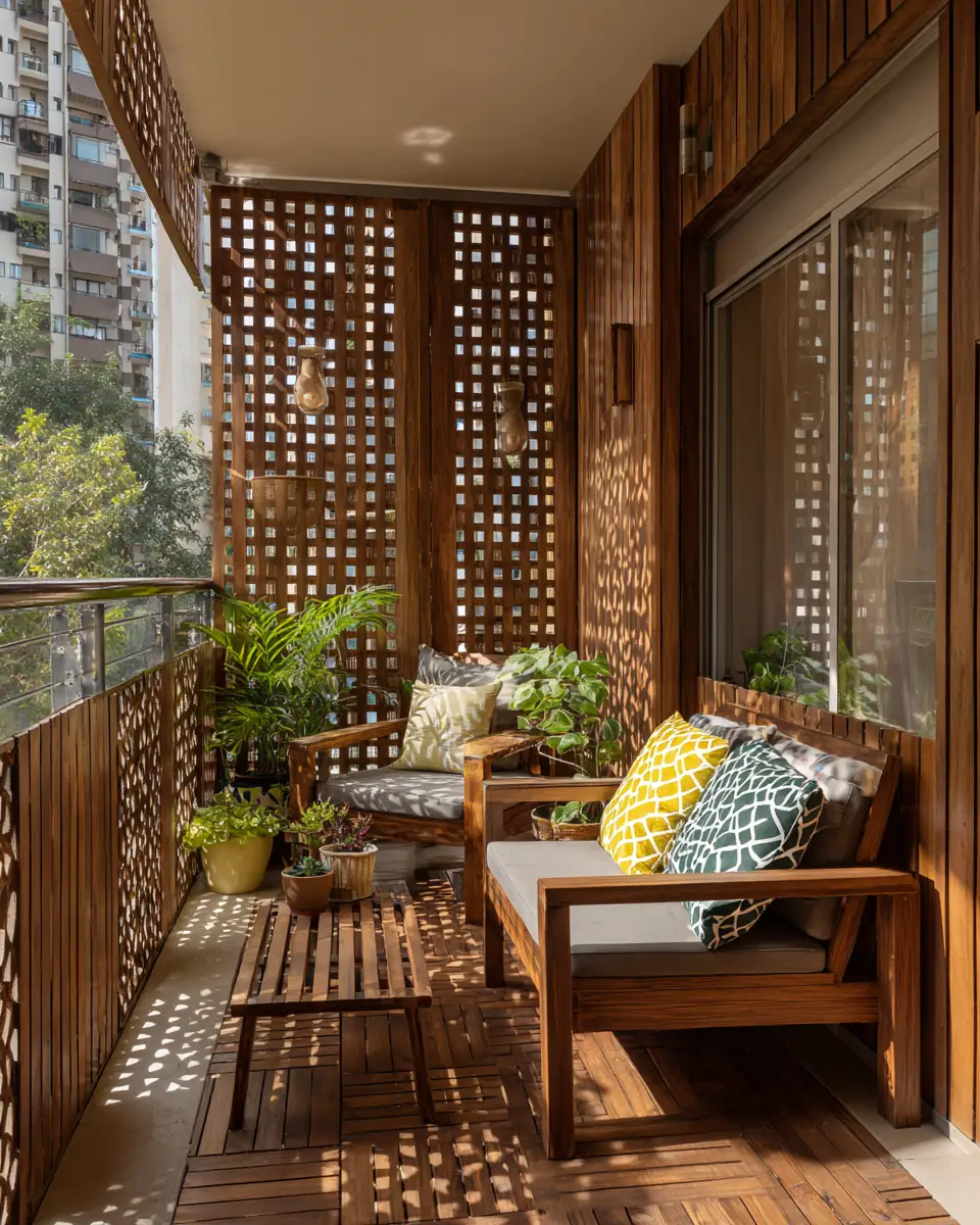 Warm Wood Classic Balcony Decor Ideas