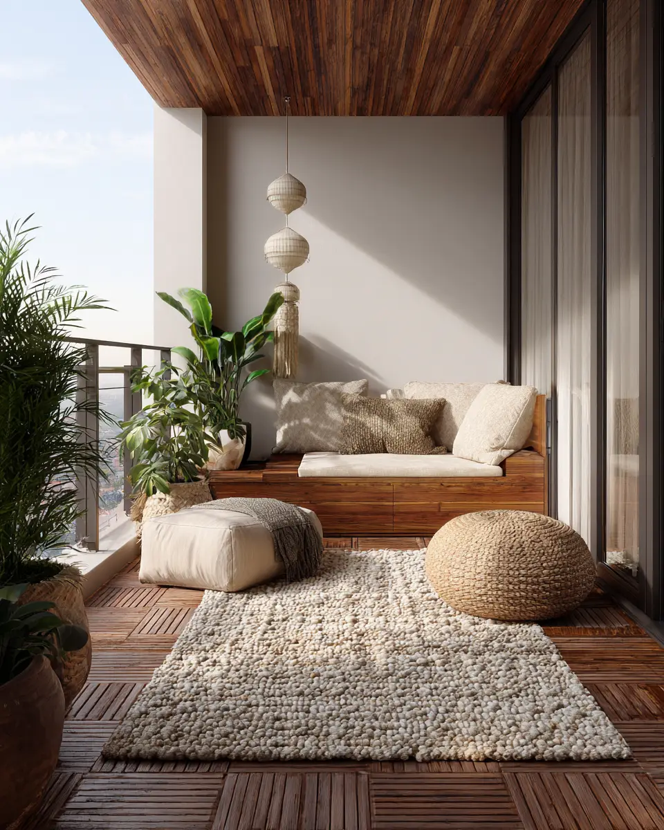 Warm Wood Classic Balcony Decor Ideas