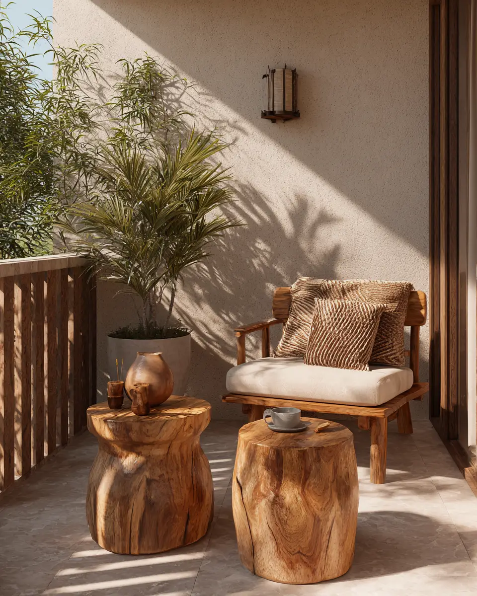 Warm Wood Classic Balcony Decor Ideas