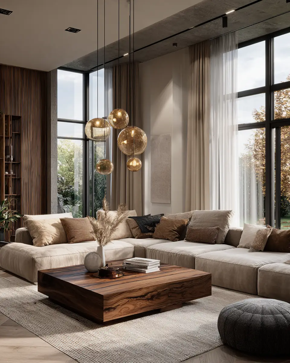 Warm Wood Contemporary Living Room Decor Ideas