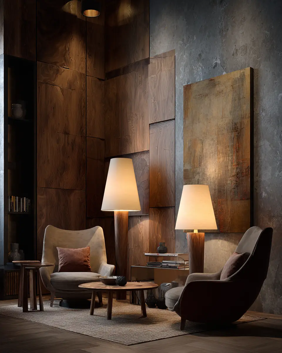 Warm Wood Contemporary Living Room Decor Ideas