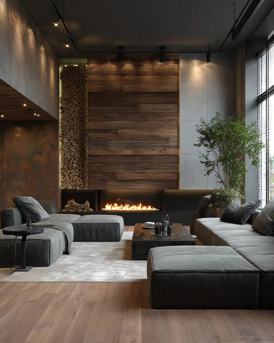 Warm Wood Contemporary Living Room Decor Ideas