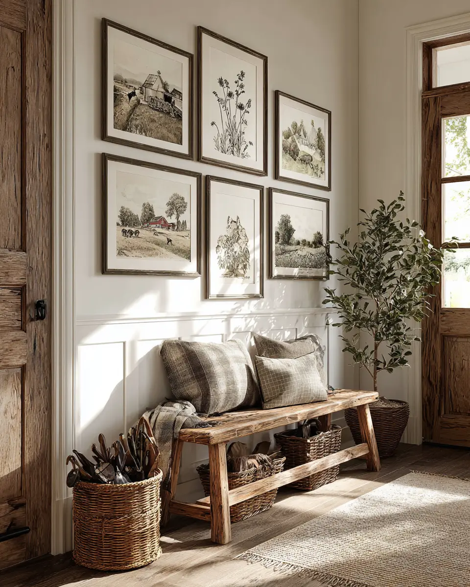 Warm Wood Farmhouse Entryway Decor Ideas