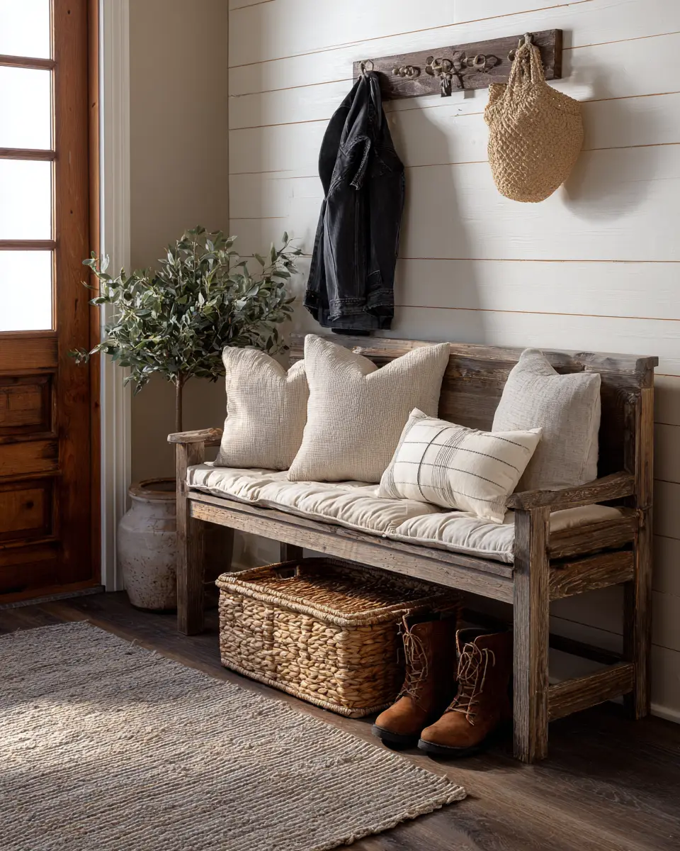Warm Wood Farmhouse Entryway Decor Ideas