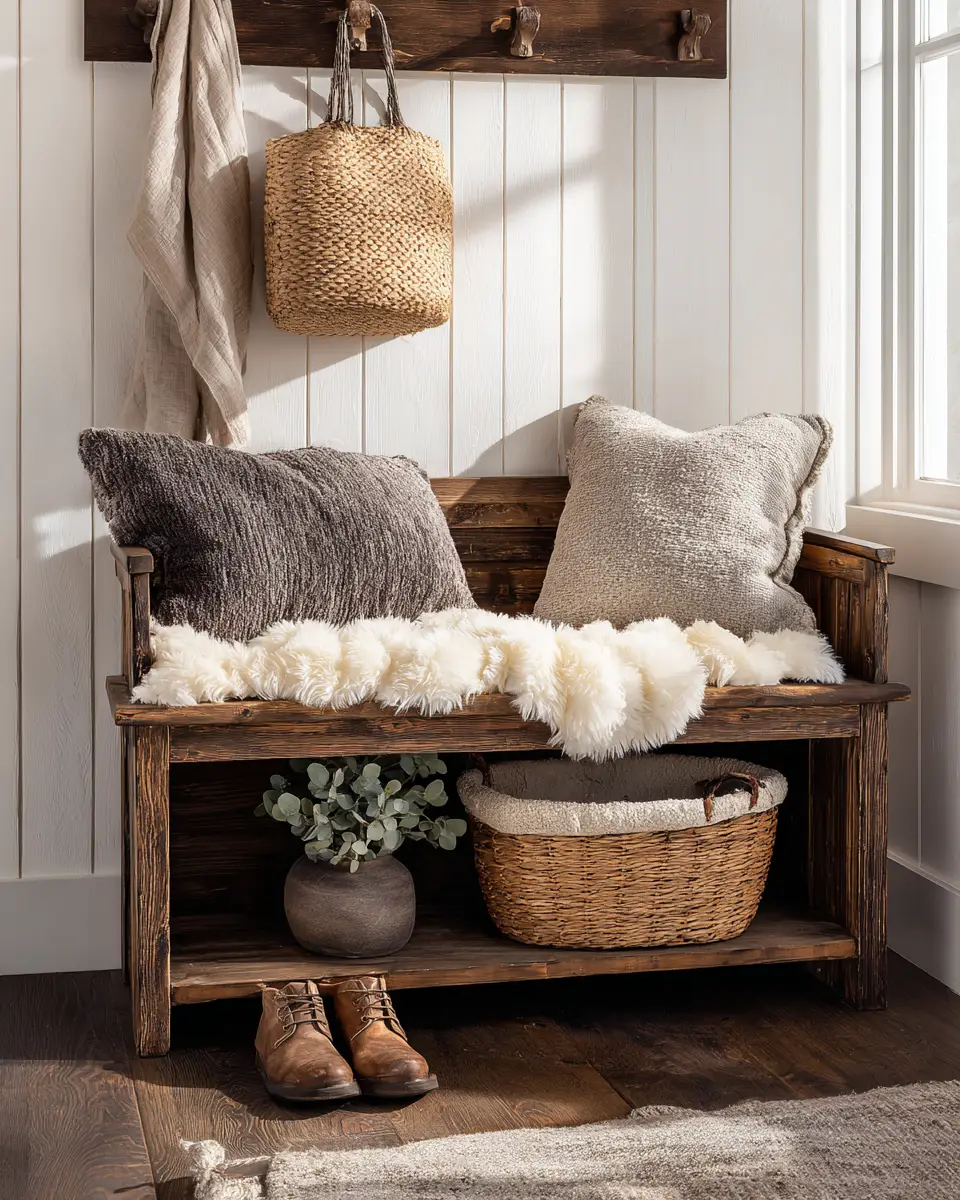 Warm Wood Farmhouse Entryway Decor Ideas