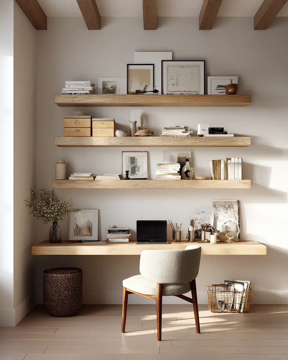 Warm Wood Farmhouse Home Office Decor Ideas