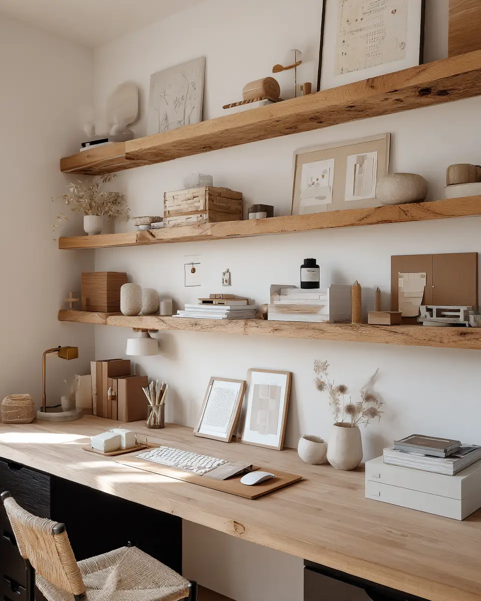 Warm Wood Farmhouse Home Office Decor Ideas