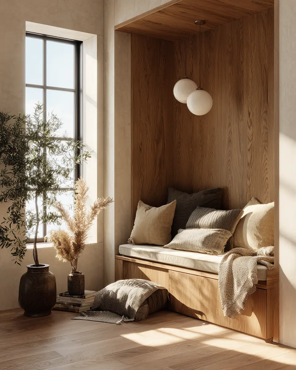 Warm Wood Japandi Living Room Decor Ideas