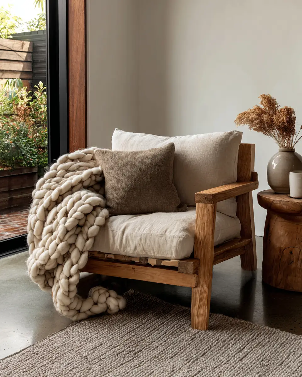 Warm Wood Japandi Living Room Decor Ideas