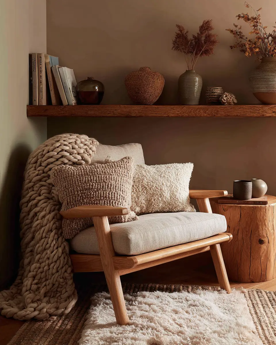 Warm Wood Japandi Living Room Decor Ideas