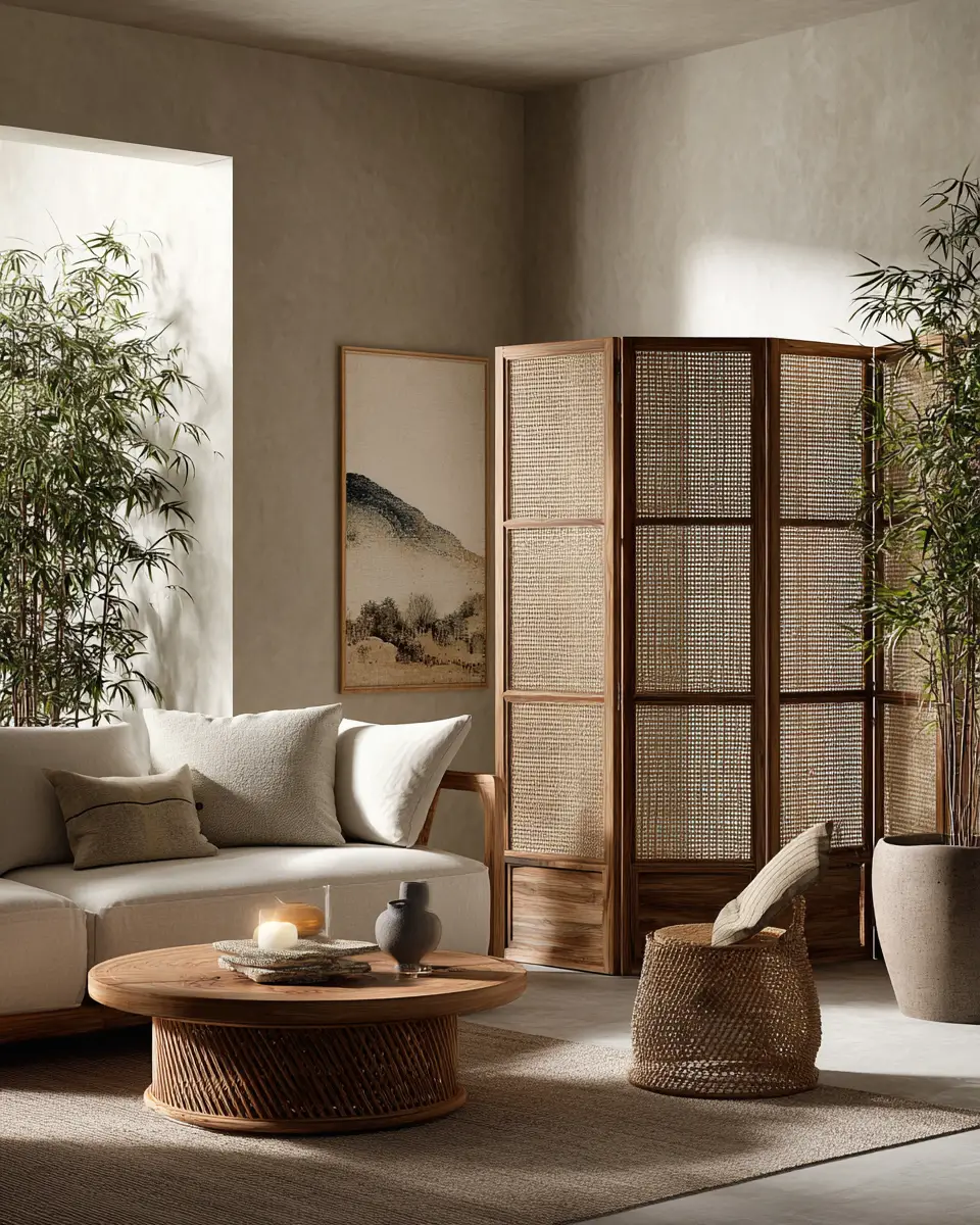 Warm Wood Japandi Living Room Decor Ideas