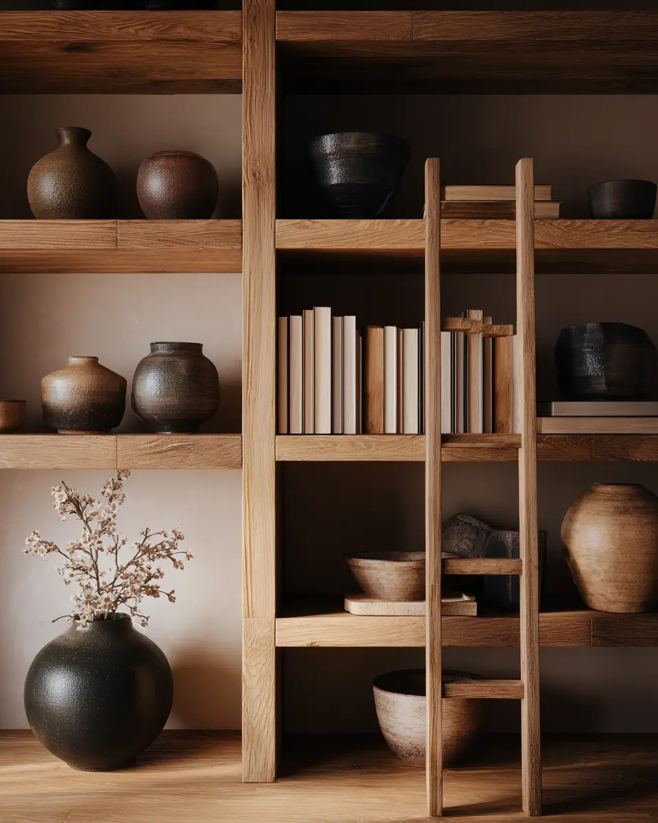 Warm Wood Japandi Living Room Decor Ideas