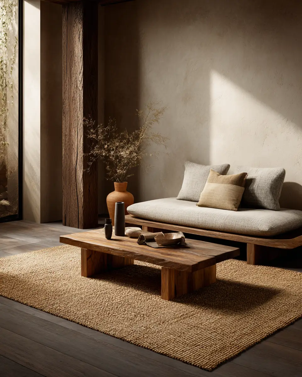 Warm Wood Japandi Living Room Decor Ideas