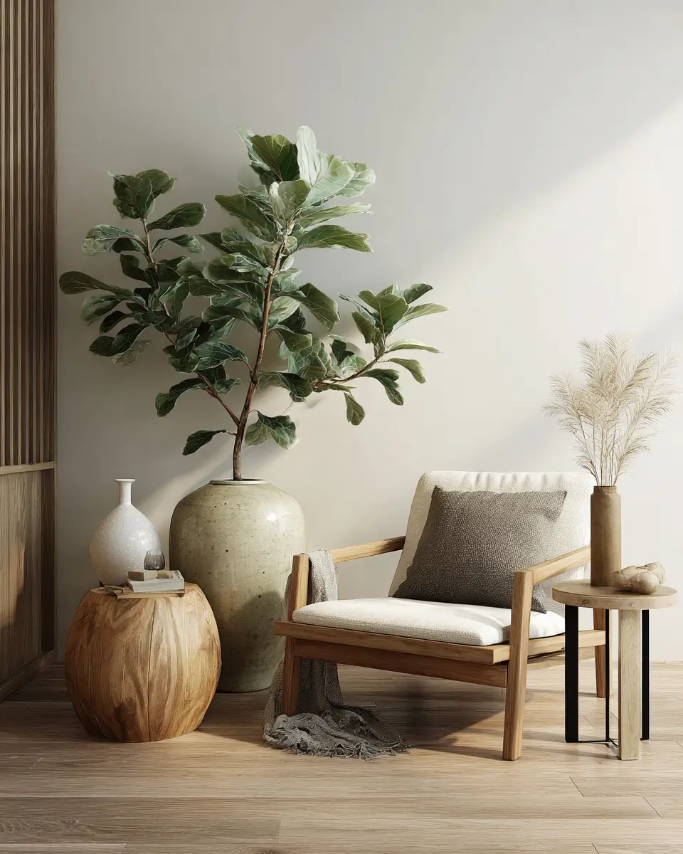 Warm Wood Japandi Living Room Decor Ideas