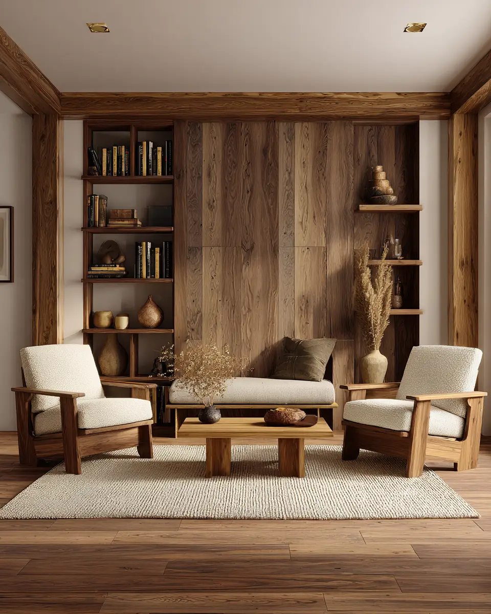 Warm Wood Japandi Living Room Decor Ideas
