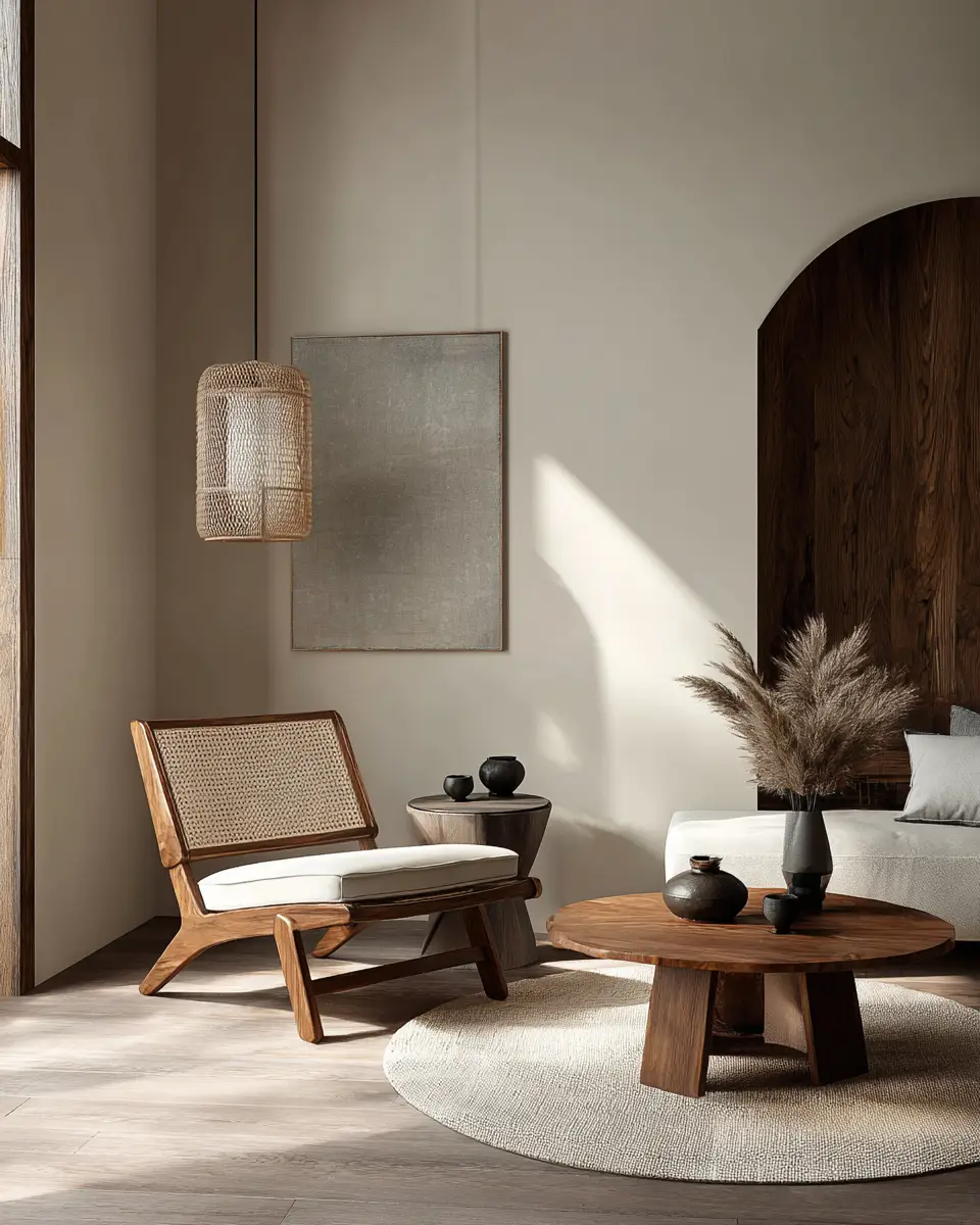 Warm Wood Japandi Living Room Decor Ideas