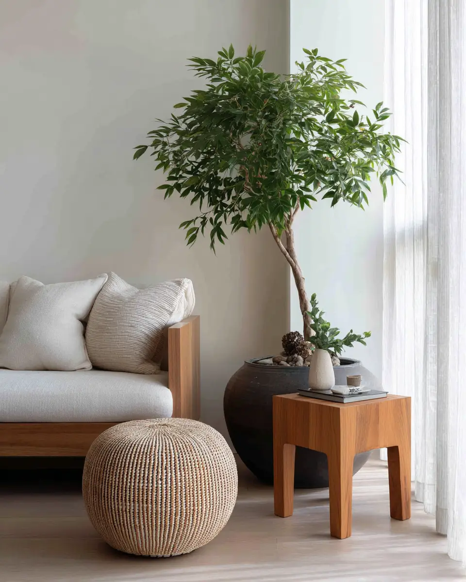 Warm Wood Japandi Living Room Decor Ideas