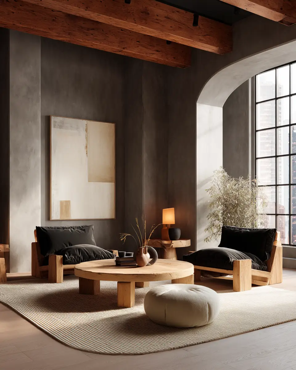 Warm Wood Japandi Living Room Decor Ideas