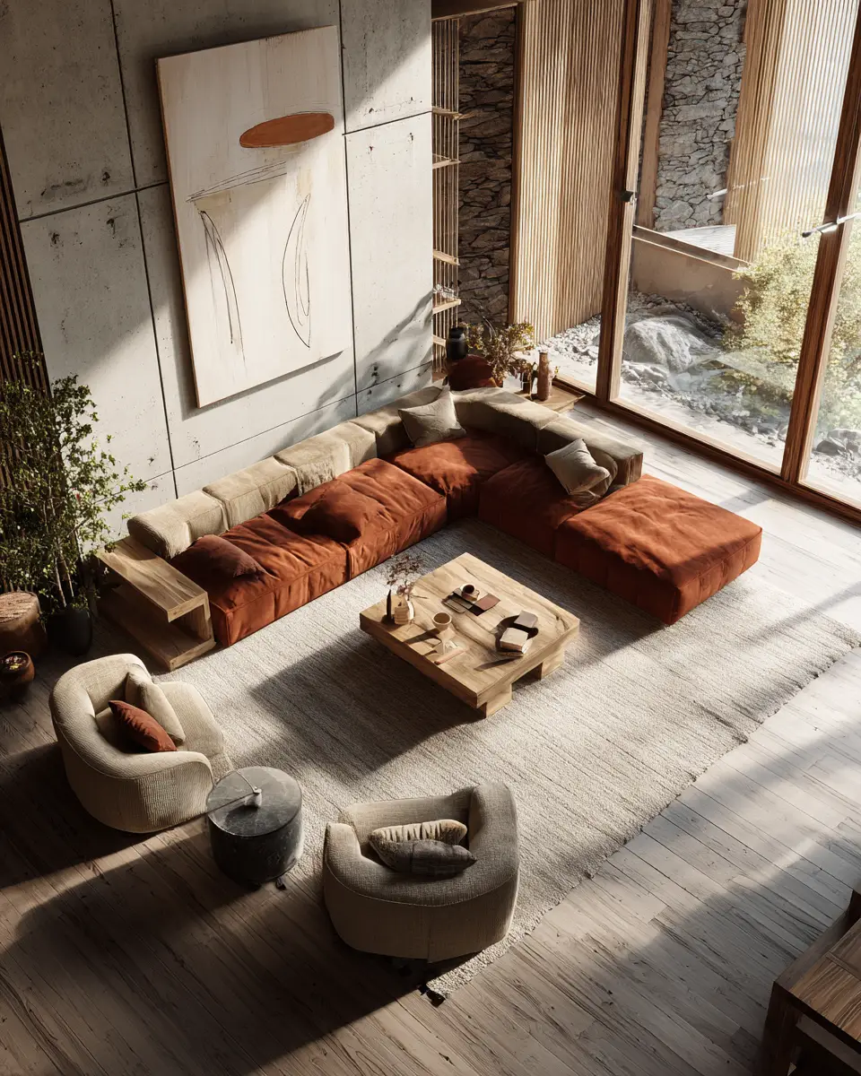 Warm Wood Japandi Living Room Decor Ideas