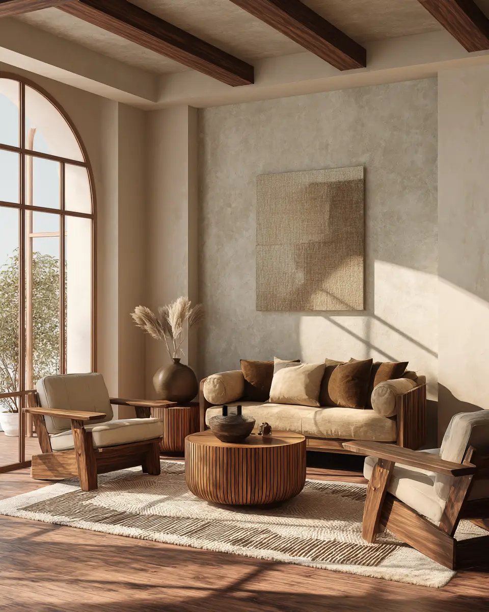 Warm Wood Japandi Living Room Decor Ideas